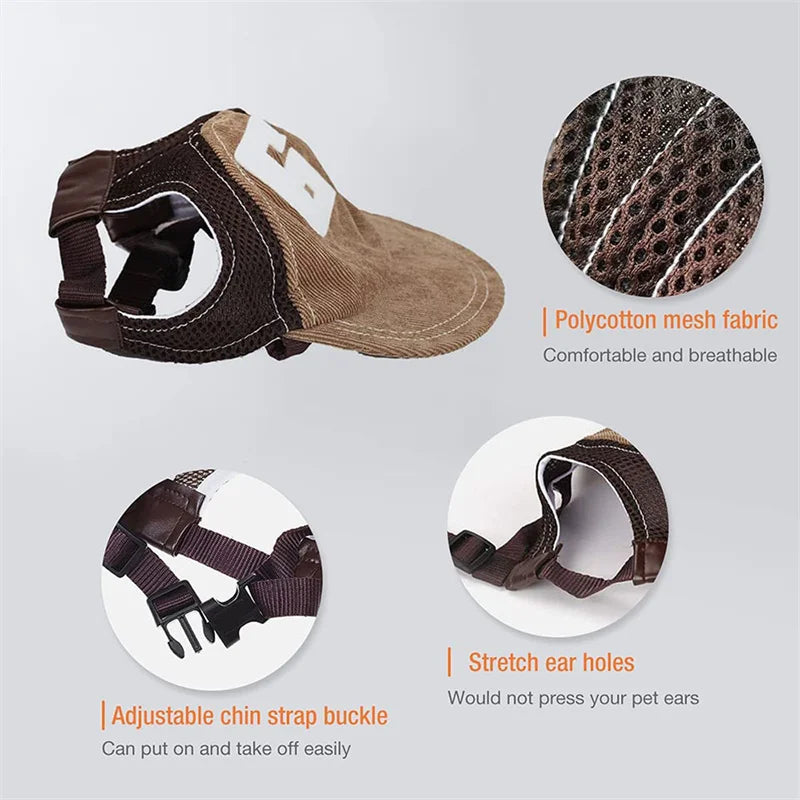 Protect Your Pup in Style: Adjustable Dog Sunscreen Baseball Cap with Ear Holes for All Sizes