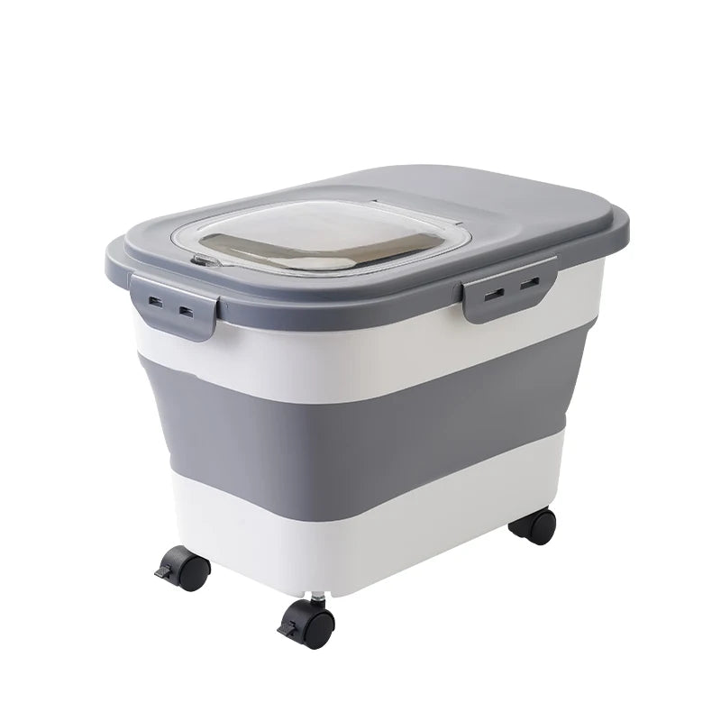 Versatile 13/33LB Collapsible Dog & Cat Food Storage Container - Airtight, Space-Saving Design for Pet Food and Grains