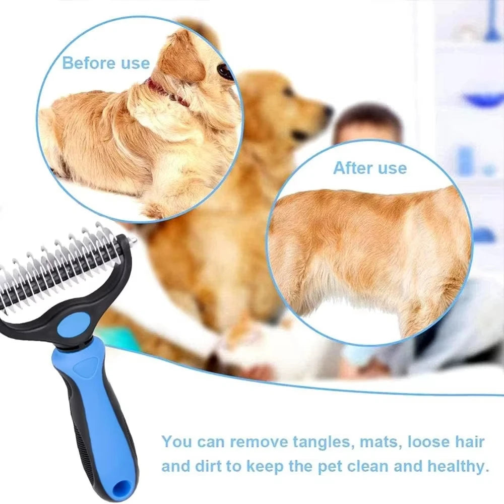 Ultimate Dual-Sided Pet Grooming Brush Comb for Dogs and Cats - Effortlessly Remove Tangles and Knots!