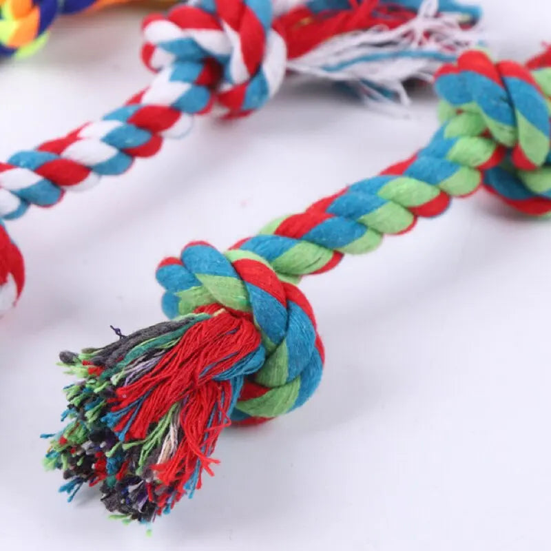 Durable Cotton Rope Knot Dog Toy - Molar Bite-Resistant Chew Toy for Small Pups - Enjoy Safe and Fun Dental Care!