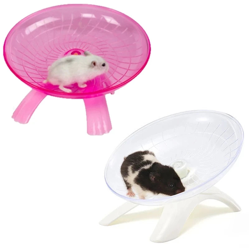 Silent and Stylish Pet Hamster Running Wheel - Mute Flying Saucer with Steel Axle for Happy Small Animals