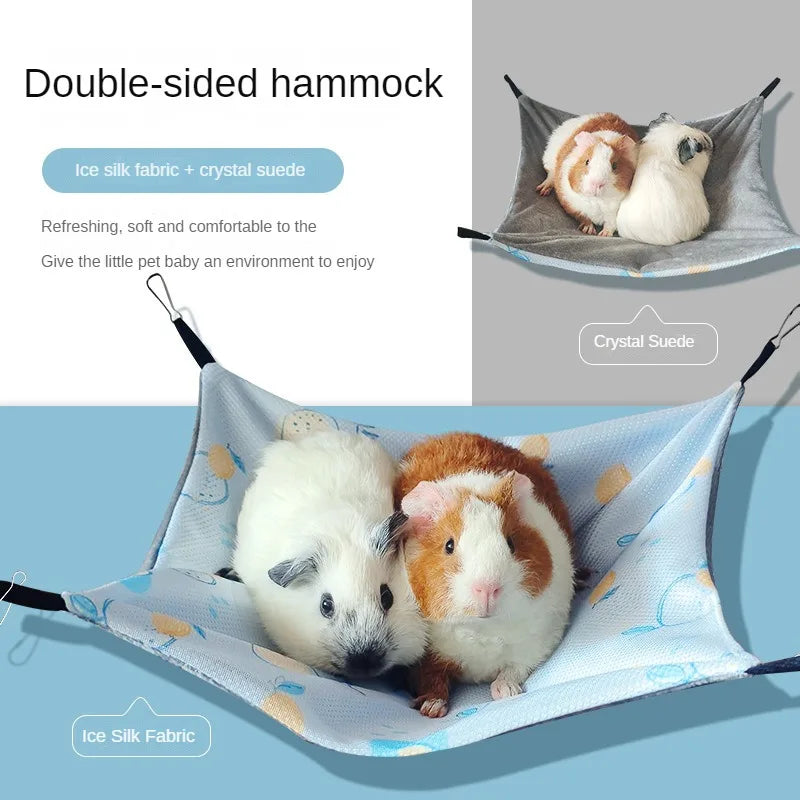 Cozy Double-Sided Ice Silk Hammock for Small Pets - Perfect for Hamsters, Ferrets, Guinea Pigs, and Rabbits!