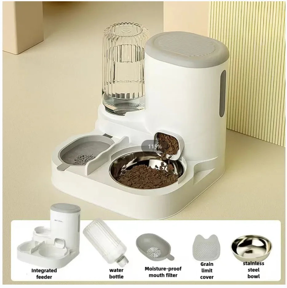Automatic Cat and Dog Feeder & Water Dispenser - Integrated Food Bowl for Pets