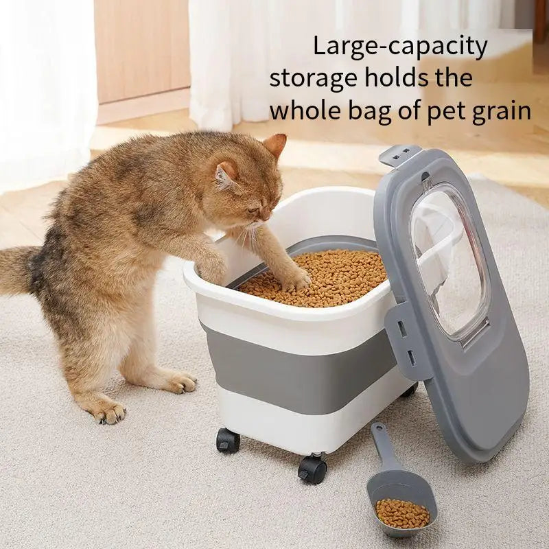 Versatile 13/33LB Collapsible Dog & Cat Food Storage Container - Airtight, Space-Saving Design for Pet Food and Grains