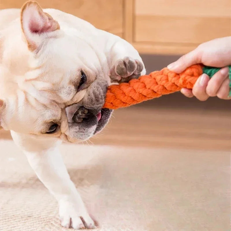 Get Your Pup Chewing with Our Quirky Carrot Knot Rope Toy - Perfect for Playful Dogs and Cats!