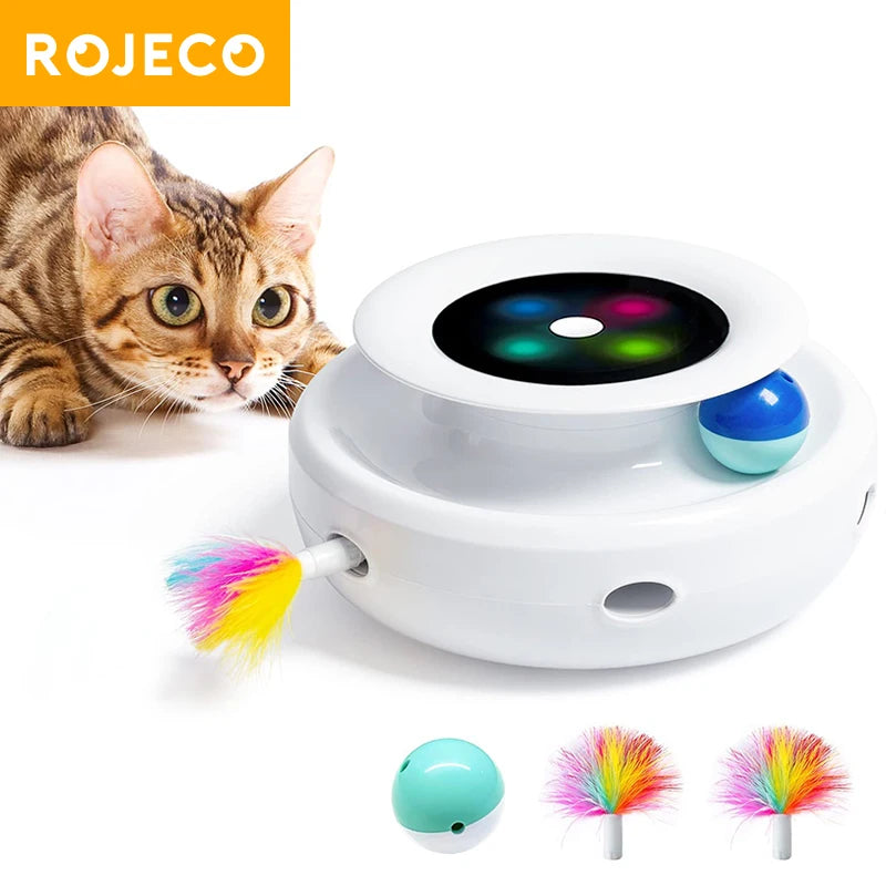 Engaging 2 in 1 Cat Teaser Toy: Interactive Feather & Fun Ball Set with 5 Modes for Endless Playtime