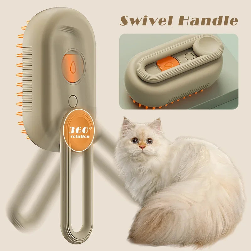Revolutionary 3-in-1 Steam Brush for Cats and Dogs – Effortless Grooming, Gentle Massage, and Effective Hair Removal!