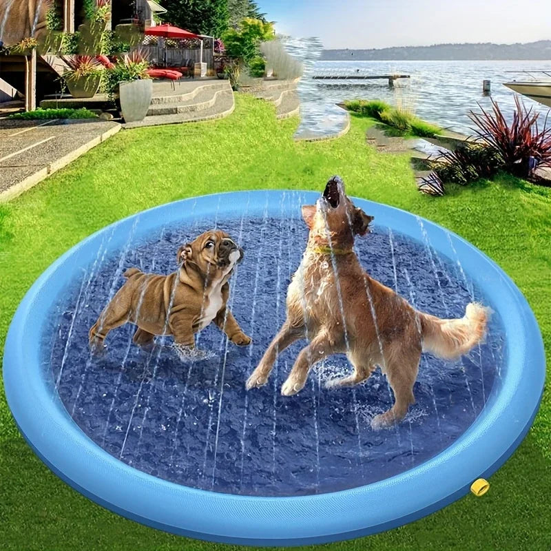 Ultimate Summer Fun for Your Furry Friend: Inflatable Pet Swimming Pool and Sprinkler Pad - Available in 100cm, 150cm, and 200cm Sizes!