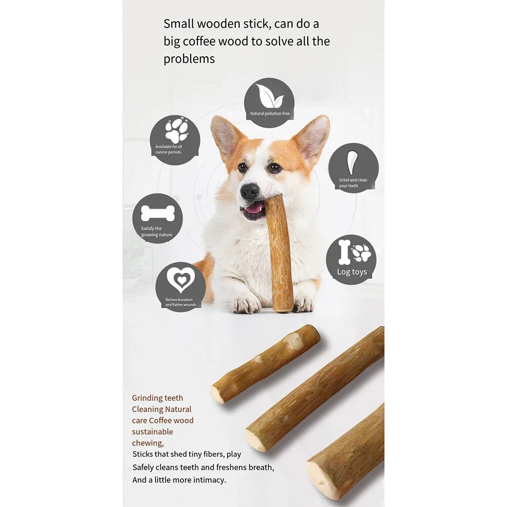 FZCSPEED Coffee Wood Dog Chew Toy - Durable Chew Stick for Tooth Pressure Relief and Endless Playtime