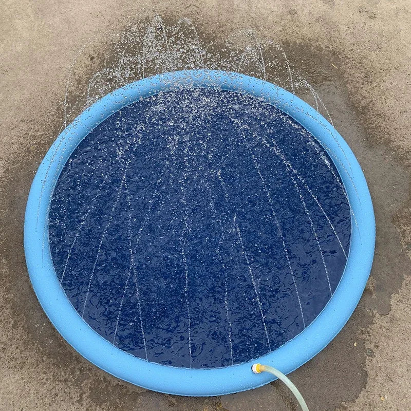 Ultimate 170cm Summer Pet Swimming Pool & Splash Sprinkler Pad - Inflatable Water Mat for Dogs & Kids Outdoor Fun!