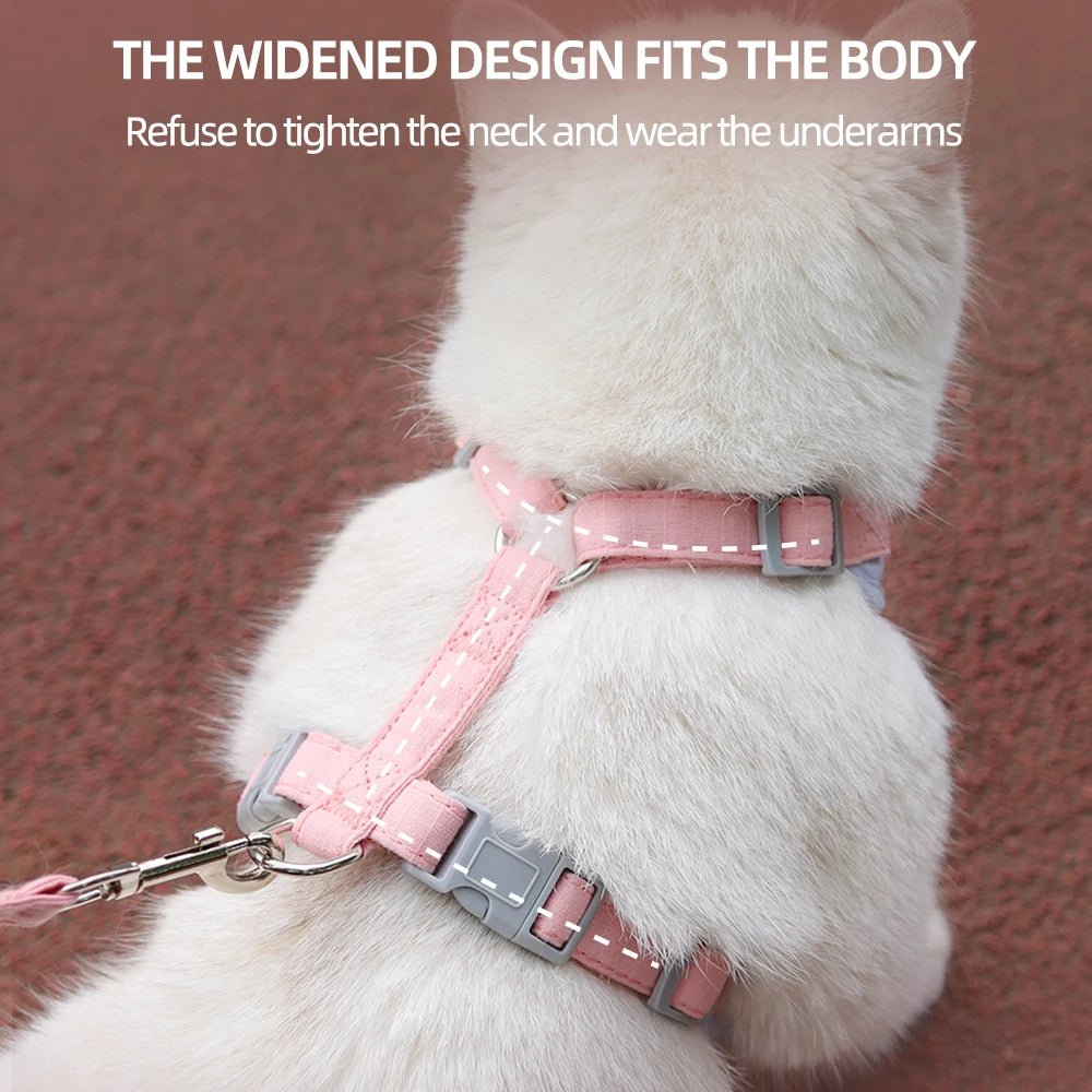 Stylish and Comfortable Cat and Puppy Harness and Leash Set - Perfect for Outdoor Adventures with Your Small Pets!
