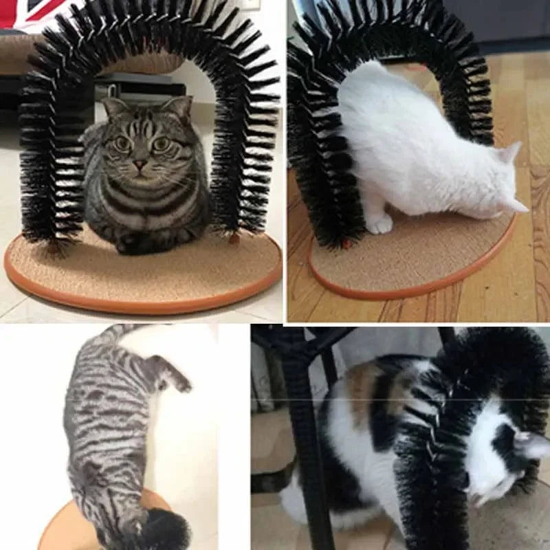 Pamper Your Cat with Our Interactive Grooming Toy Arch - Self-Grooming Brush and Scratching Pad Combo!