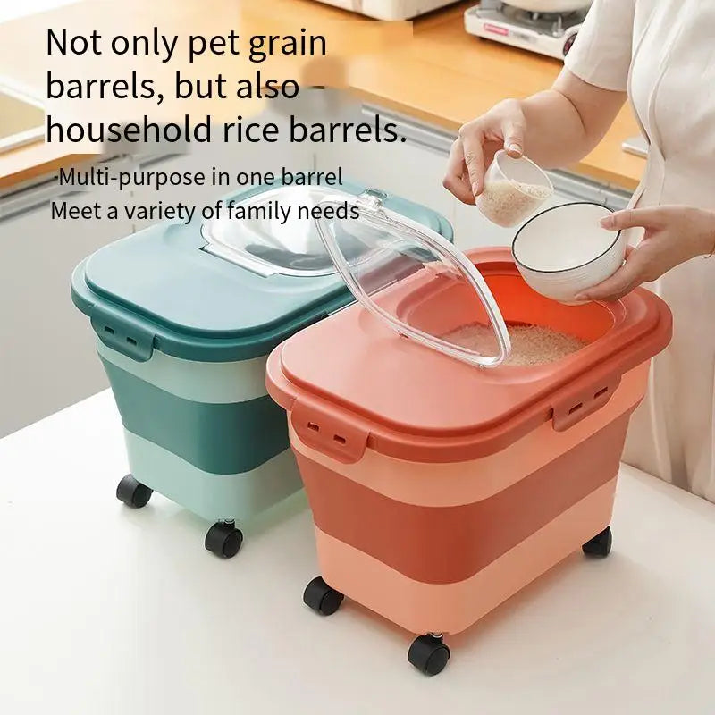 Versatile 13/33LB Collapsible Dog & Cat Food Storage Container - Airtight, Space-Saving Design for Pet Food and Grains