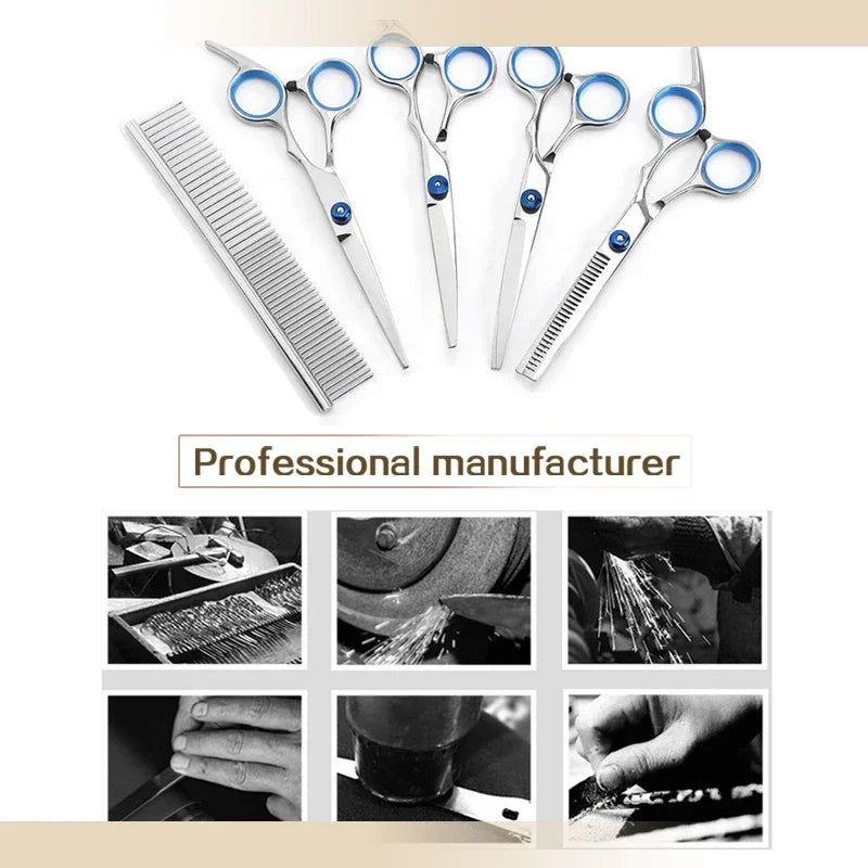 Professional 6-Inch Stainless Steel Dog Grooming Scissors - Essential Cutting Tools for Pet Hairdressers