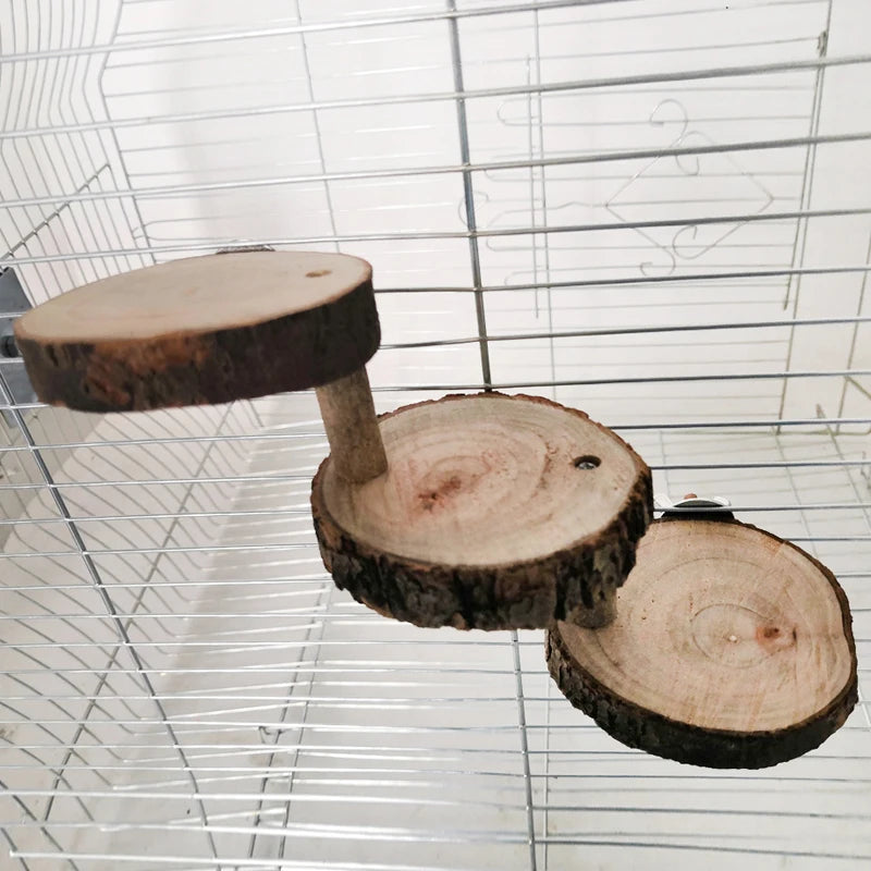 Versatile 3/5 Steps Wooden Climbing Ladder for Small Animals - Perfect for Hamsters, Birds, and More!