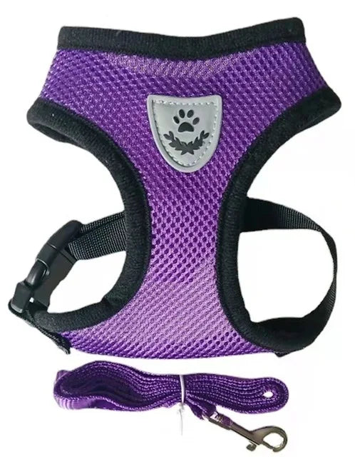 Adjustable Reflective Cat and Dog Harness with Leash - Breathable Mesh Vest for Ultimate Comfort and Safety