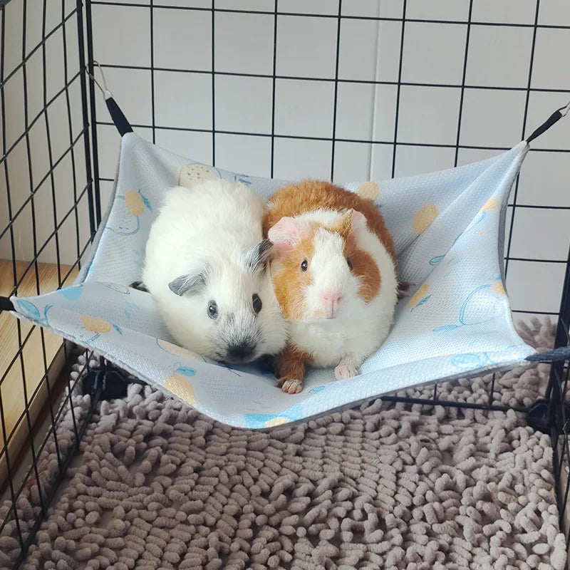 Cozy Double-Sided Ice Silk Hammock for Small Pets - Perfect for Hamsters, Ferrets, Guinea Pigs, and Rabbits!