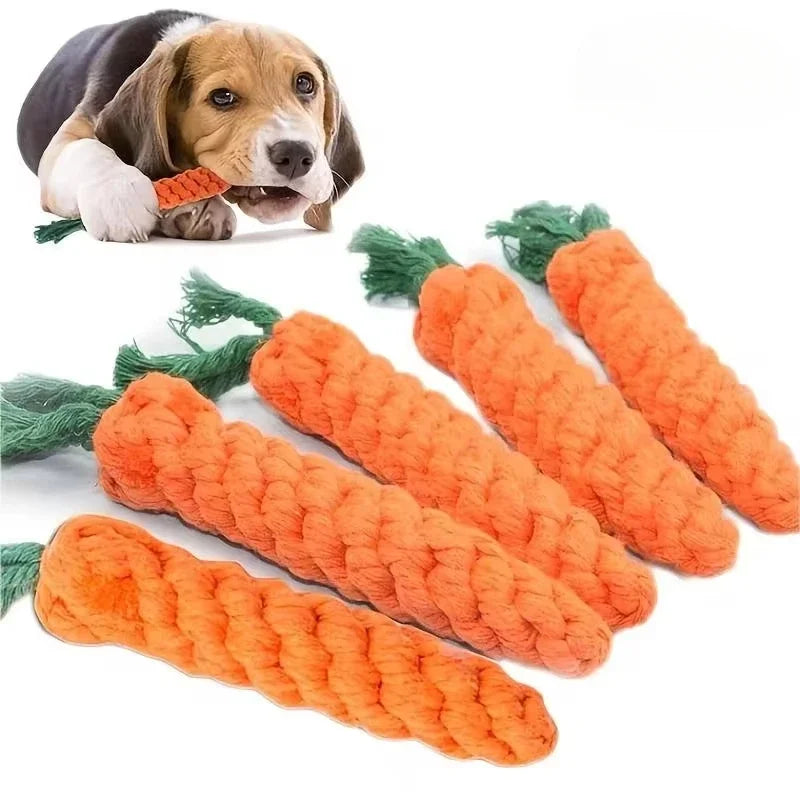 Get Your Pup Chewing with Our Quirky Carrot Knot Rope Toy - Perfect for Playful Dogs and Cats!