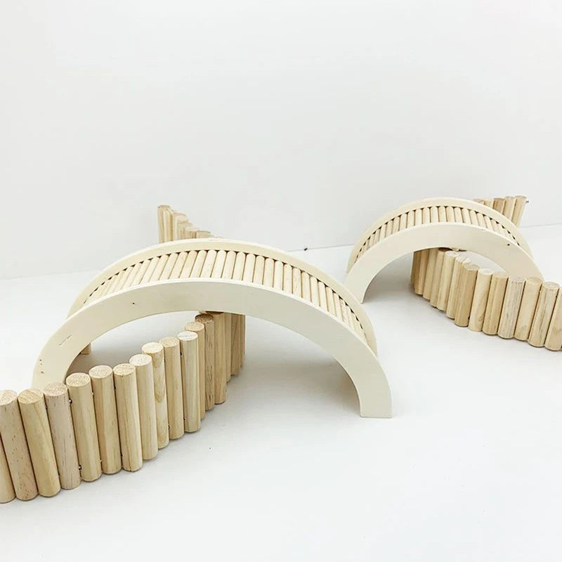 Wooden Climbing Ladder Bridge for Small Animals - Perfect for Hamsters, Guinea Pigs, and Rats - Safe, Durable, and Fun Cage Accessory