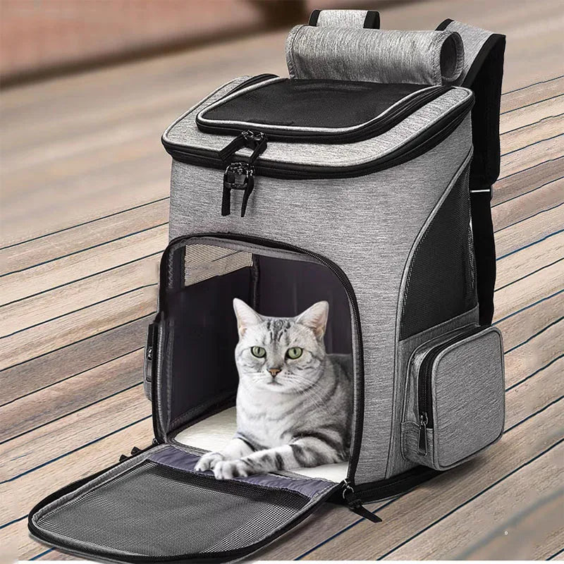Stylish and Spacious Breathable Cat Carrier Backpack - Perfect for Travel with Your Furry Friend!