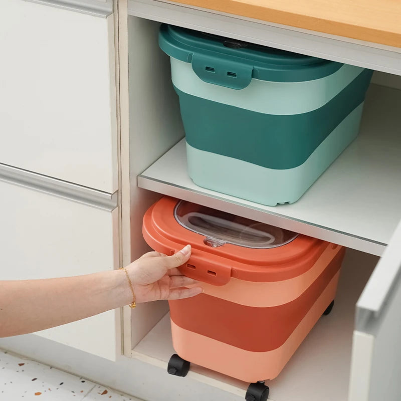 Versatile 13/33LB Collapsible Dog & Cat Food Storage Container - Airtight, Space-Saving Design for Pet Food and Grains