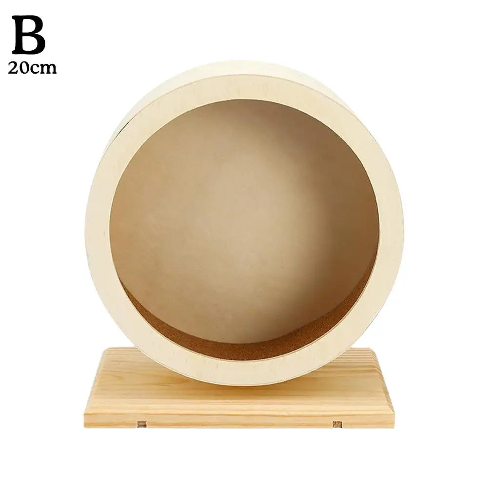 Deluxe Golden Bear Hamster Running Wheel - Silent Wooden Design with Cork Pad for Ultimate Pet Comfort