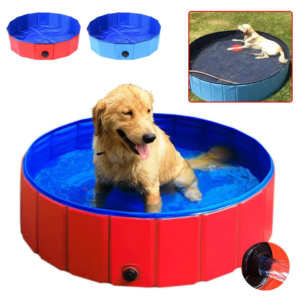 Ultimate Foldable Pet Pool with Drain Valve – Spacious 160x30cm Collapsible Bath Tub for Dogs and Cats, Perfect for Outdoor Fun!