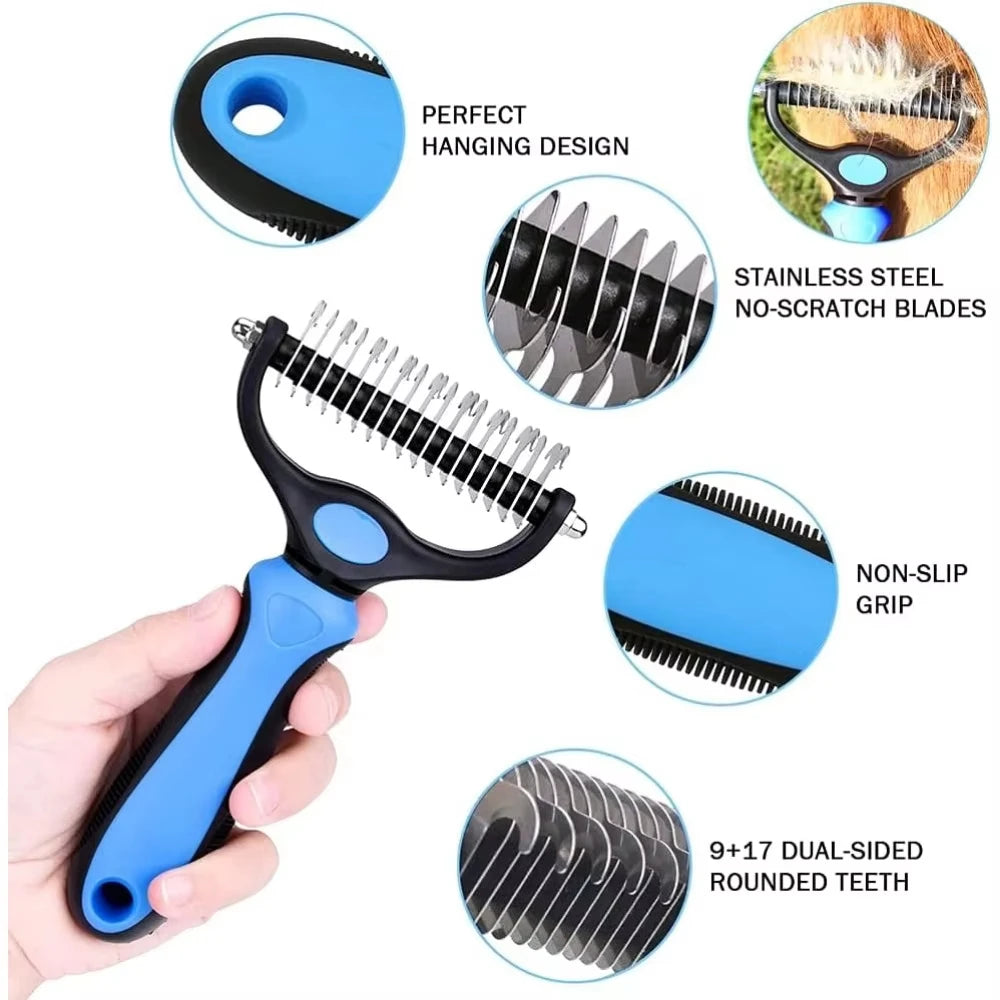 Ultimate Dual-Sided Pet Grooming Brush Comb for Dogs and Cats - Effortlessly Remove Tangles and Knots!