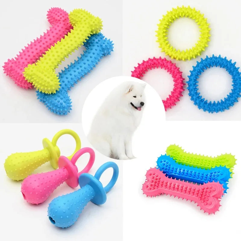 Bite-Resistant Rubber Chew Toy for Small Dogs - The Ultimate Teeth Cleaning Fun!