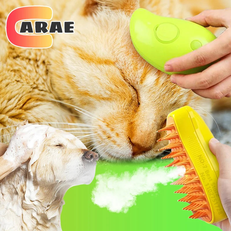 Revolutionary 3-In-1 Steamy Brush for Effortless Pet Grooming: Electric Comb for Hair Removal, Cleaning, and Massage for Cats and Dogs