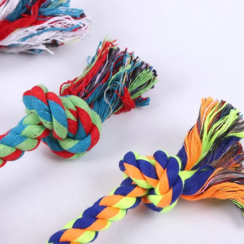 Durable Cotton Rope Knot Dog Toy - Molar Bite-Resistant Chew Toy for Small Pups - Enjoy Safe and Fun Dental Care!