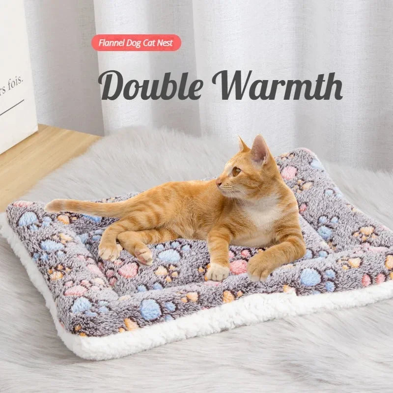 Cozy Double-Sided Pet Mat for Cats and Small Dogs - Soft Plush Sleeping Pad and Travel Blanket