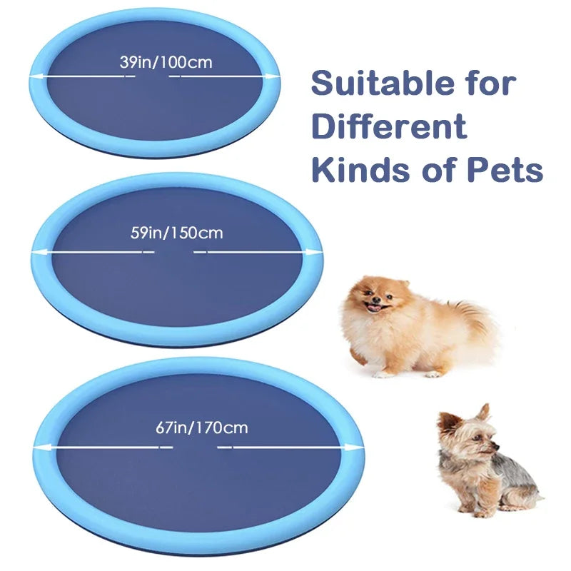 Ultimate 170cm Summer Pet Swimming Pool & Splash Sprinkler Pad - Inflatable Water Mat for Dogs & Kids Outdoor Fun!