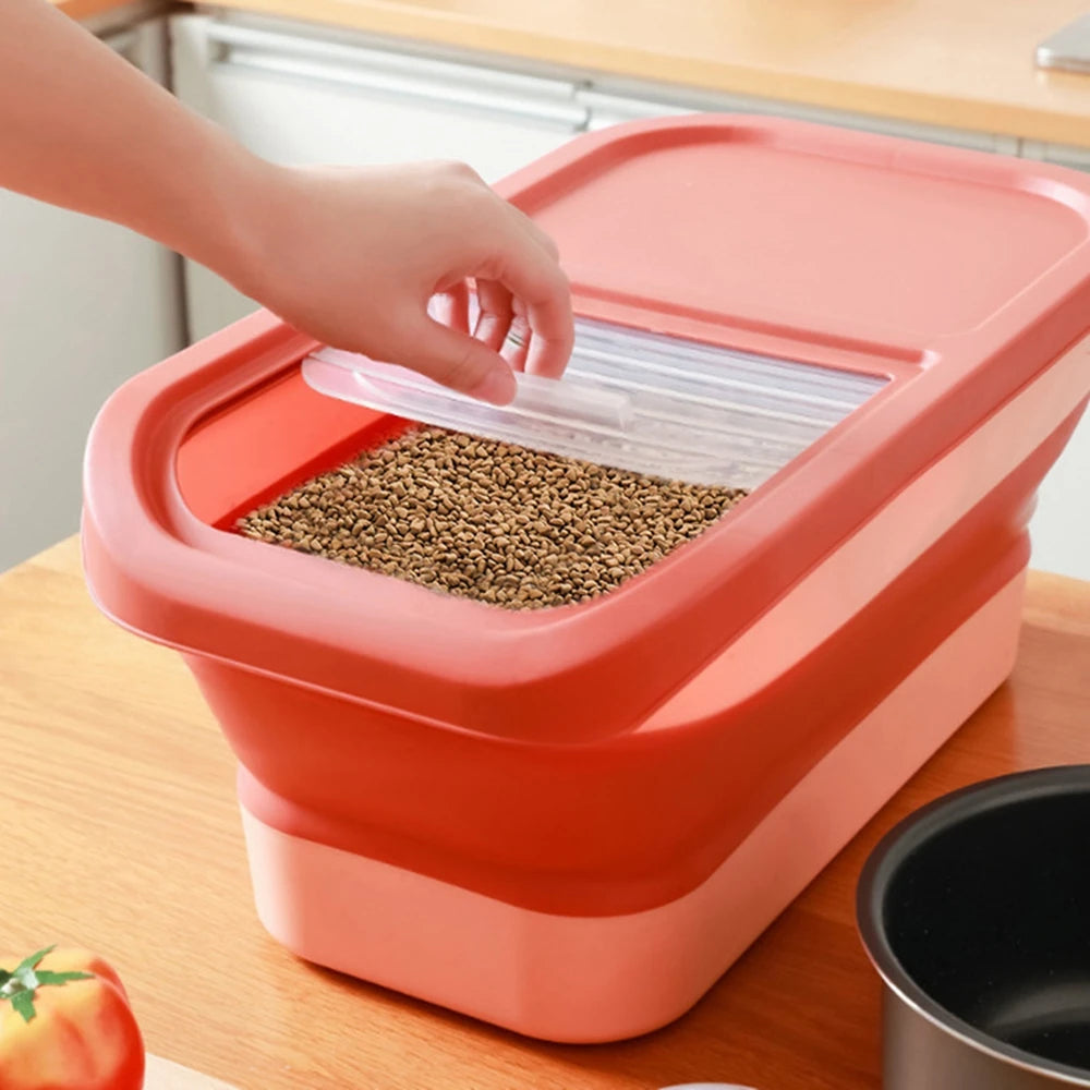 Versatile 13/33LB Collapsible Dog & Cat Food Storage Container - Airtight, Space-Saving Design for Pet Food and Grains