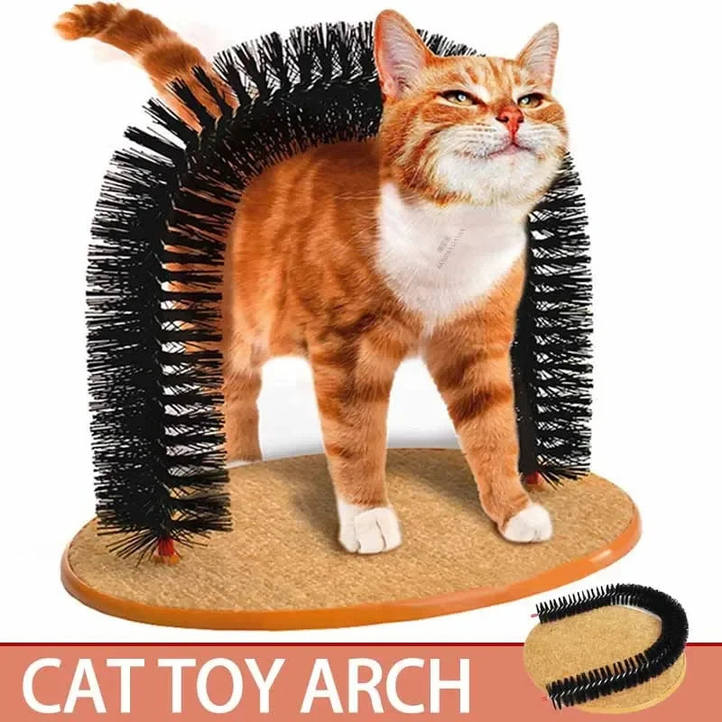 Pamper Your Cat with Our Interactive Grooming Toy Arch - Self-Grooming Brush and Scratching Pad Combo!