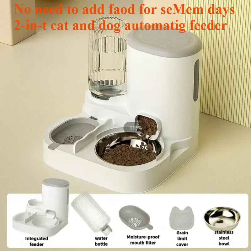Automatic Cat and Dog Feeder & Water Dispenser - Integrated Food Bowl for Pets