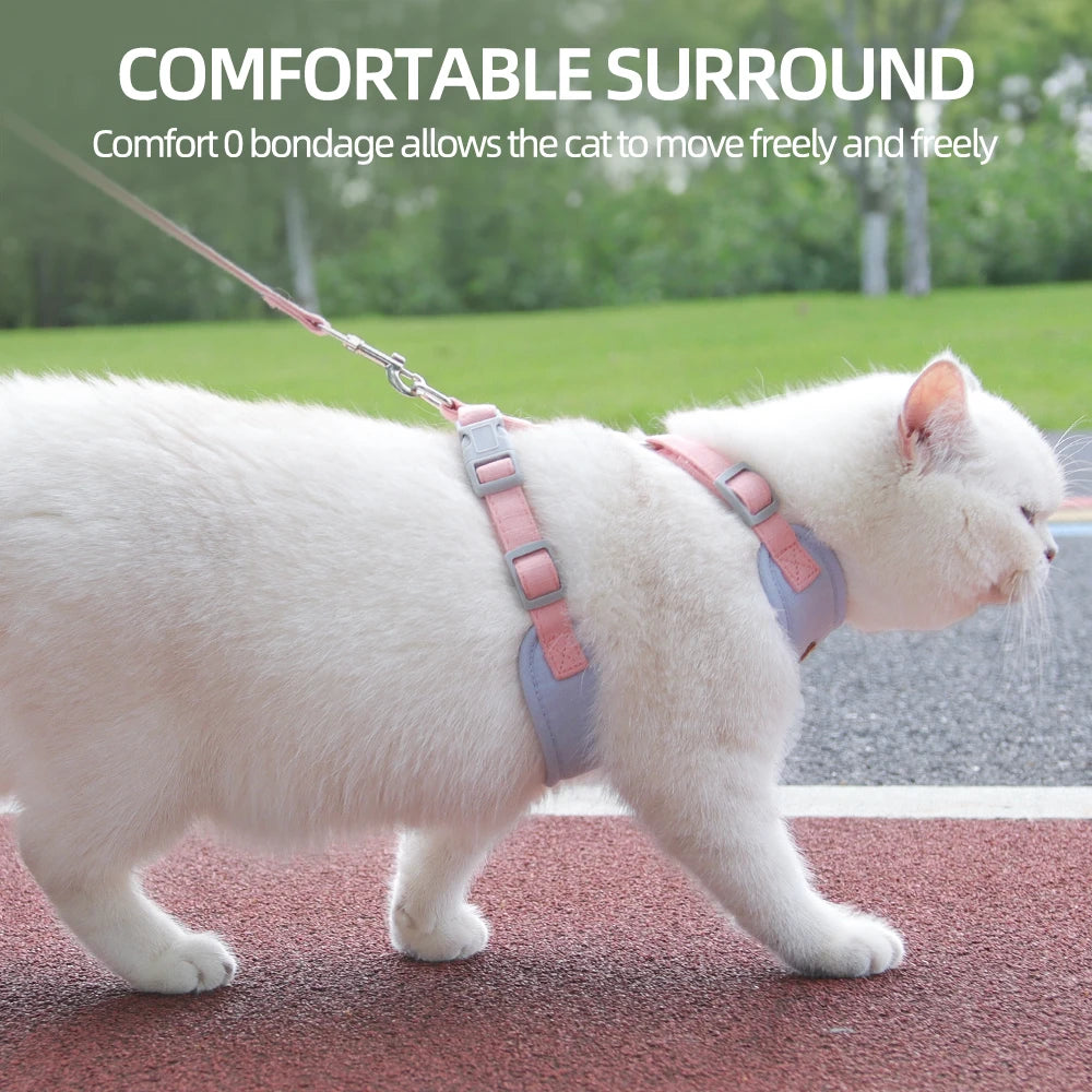 Stylish and Comfortable Cat and Puppy Harness and Leash Set - Perfect for Outdoor Adventures with Your Small Pets!