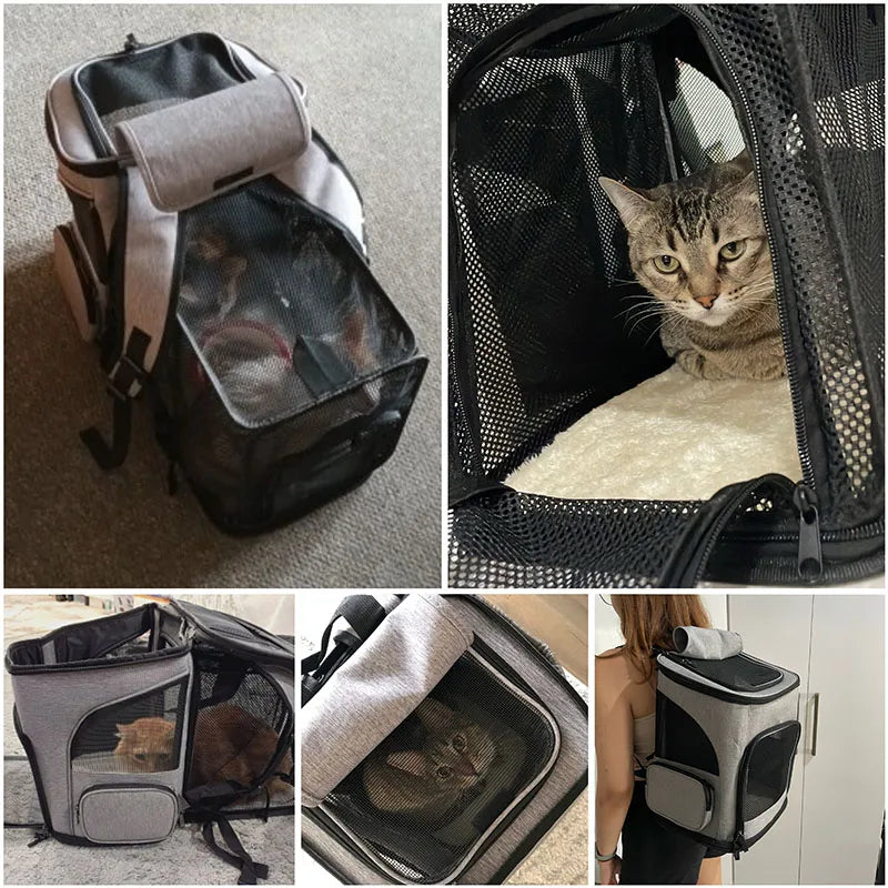 Stylish and Spacious Breathable Cat Carrier Backpack - Perfect for Travel with Your Furry Friend!