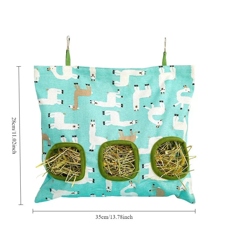 Multi-Hole Hanging Feeding Bag for Small Pets - Perfect Hay Dispenser for Rabbits, Guinea Pigs, and More!