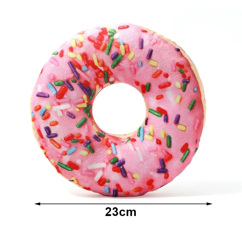 Delight Your Pup with Our Plush Doughnut Pizza Squeaky Toy – Perfect for Chewing and Teeth Cleaning!