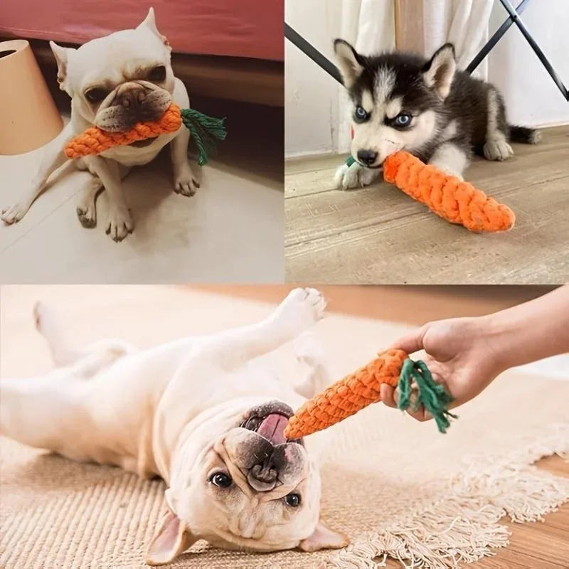 Get Your Pup Chewing with Our Quirky Carrot Knot Rope Toy - Perfect for Playful Dogs and Cats!