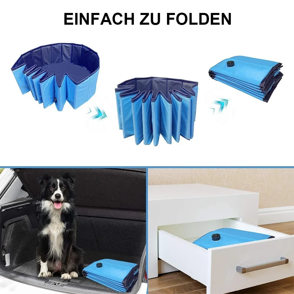Ultimate Foldable Pet Pool with Drain Valve – Spacious 160x30cm Collapsible Bath Tub for Dogs and Cats, Perfect for Outdoor Fun!