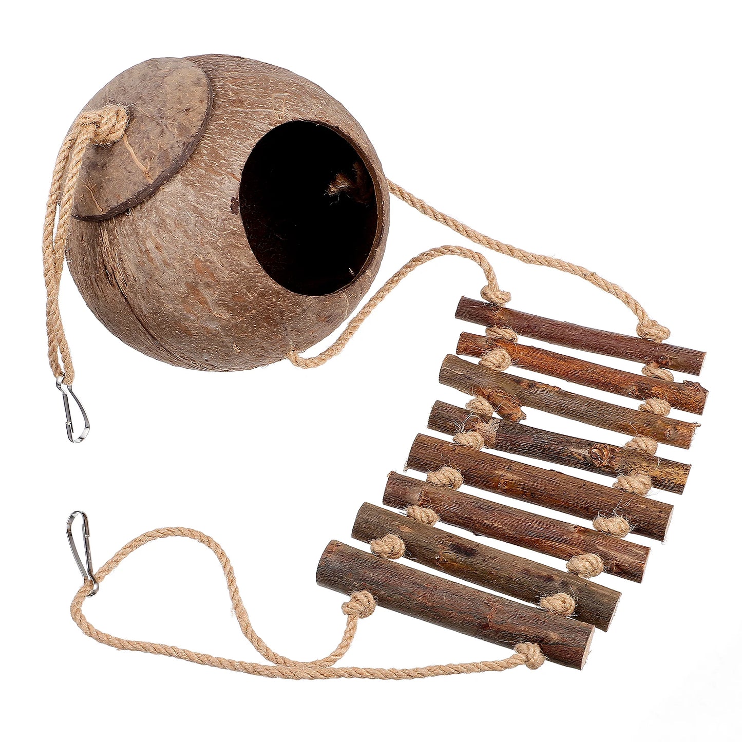 Coconut Cave Hideout for Reptiles - Cozy Ladder Accessory for Crested Geckos and Small Pets