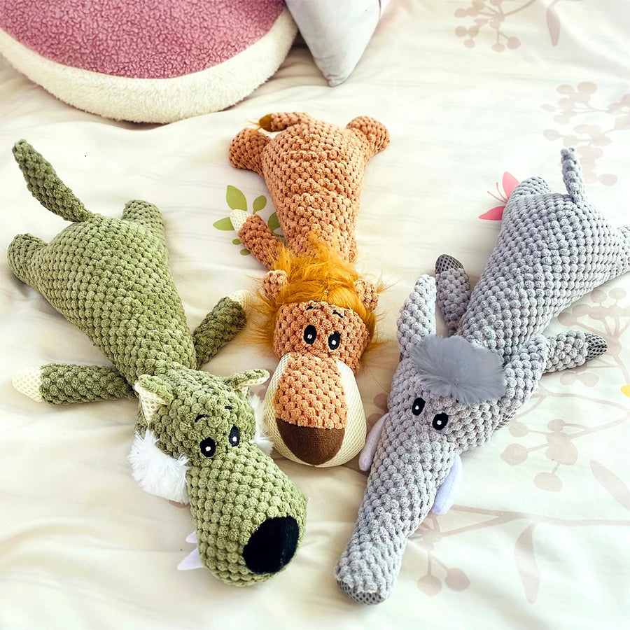 Exciting Large Plush Dog Toy - Bite-Resistant Sound Features in Adorable Animal Designs for Small & Medium Dogs
