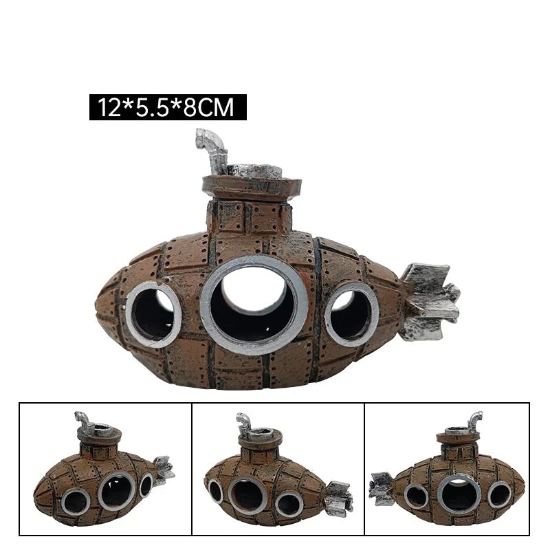 Transform Your Aquarium with Our Stunning Resin Submarine Ornaments - Perfect Fish and Shrimp Shelter!