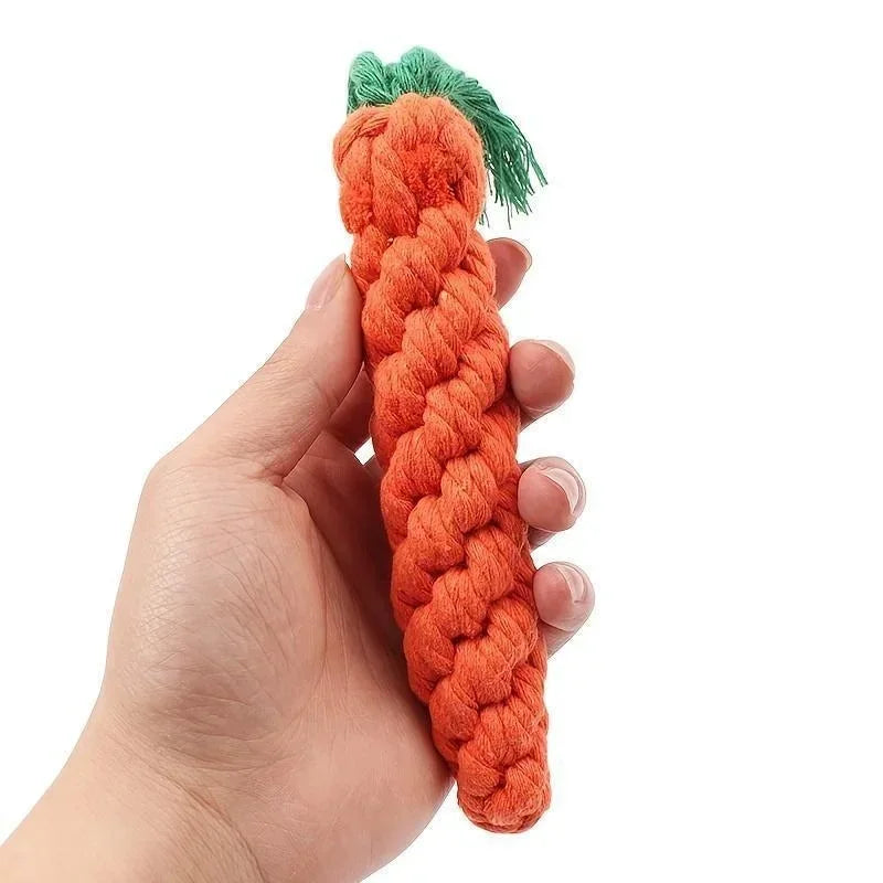 Get Your Pup Chewing with Our Quirky Carrot Knot Rope Toy - Perfect for Playful Dogs and Cats!