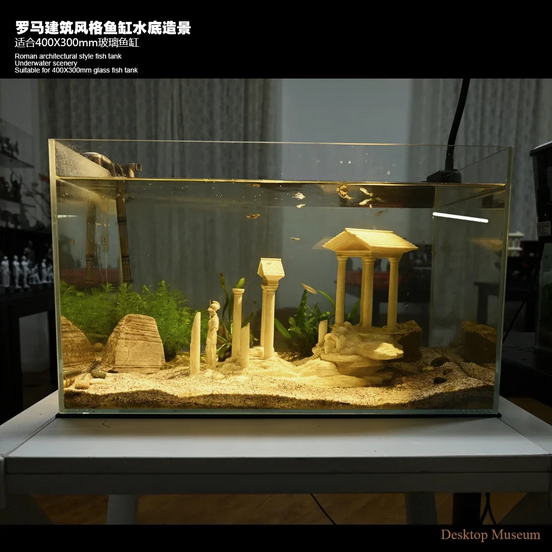 Gulo Architectural Fish Tank Aquatic Landscape - Exquisite Roman Design for Stunning Displays (Total Length 280mm)