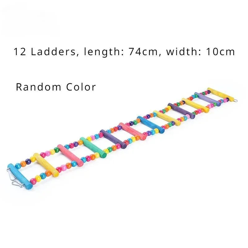 Colorful Wooden Bird Parrot Toys - Fun Hanging Ladders & Hammock Swing for Pet Birds