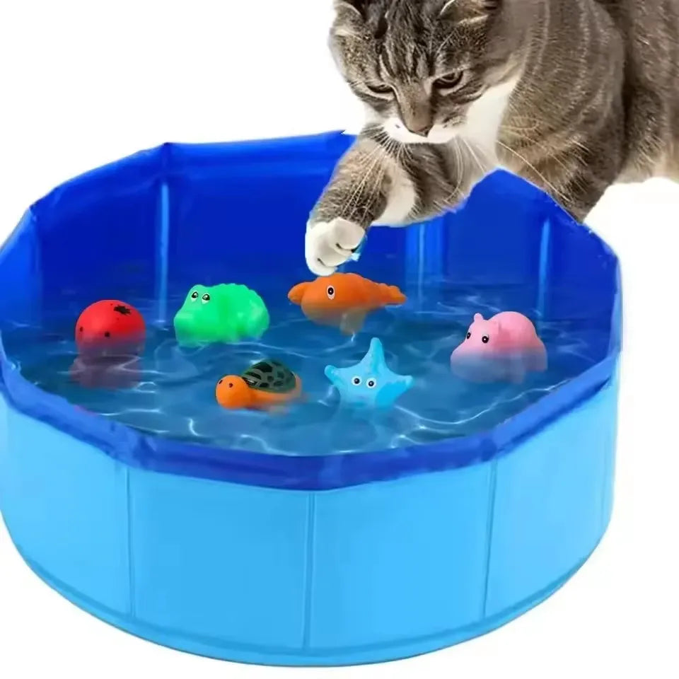 Summer Fun for Your Pooch: Foldable Pet Swimming Pool & Cold Mat - Perfect for Bath Time and Play!