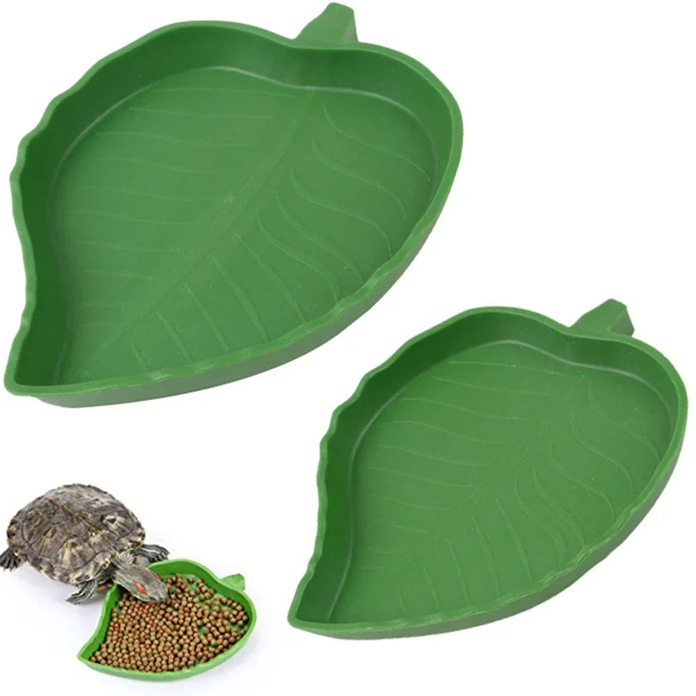 Leaf-Shaped Reptile Feeder Bowl for Turtles, Lizards, Hamsters, and Snakes – Perfect Pet Supply for Small Animals